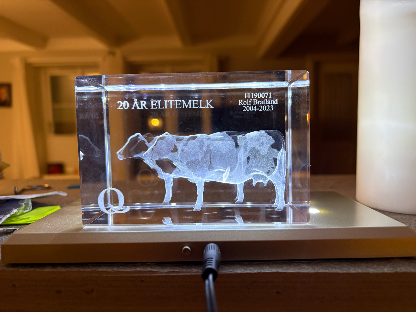 Krystall 12x8x8cm til Firma logo eller hederspris