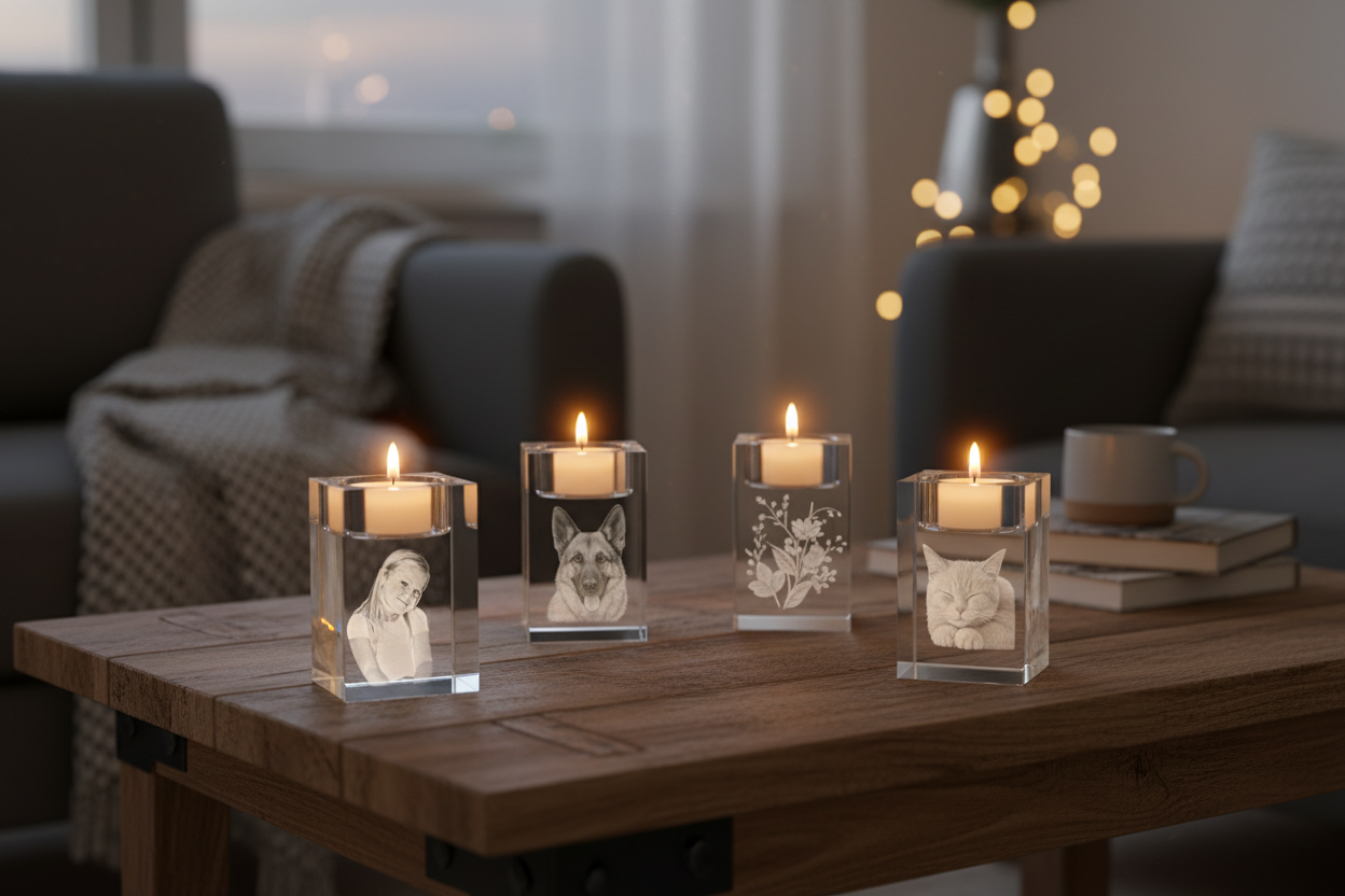 Telysholder i krystall 8 cm