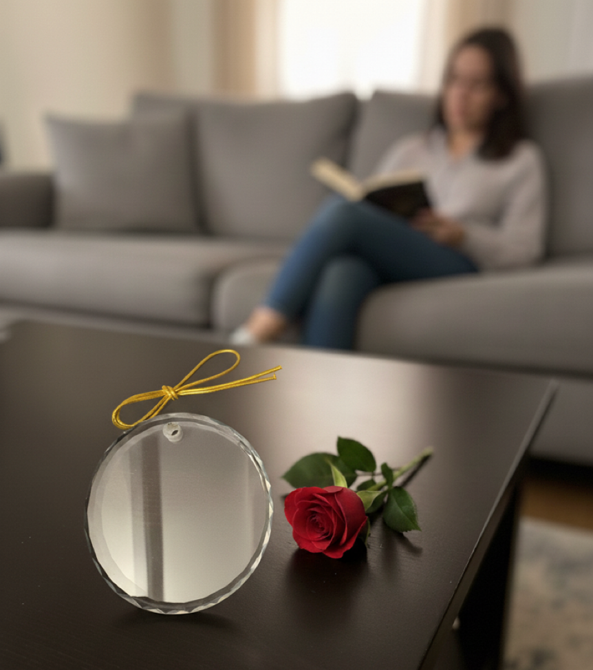 Krystall ornament med bilde