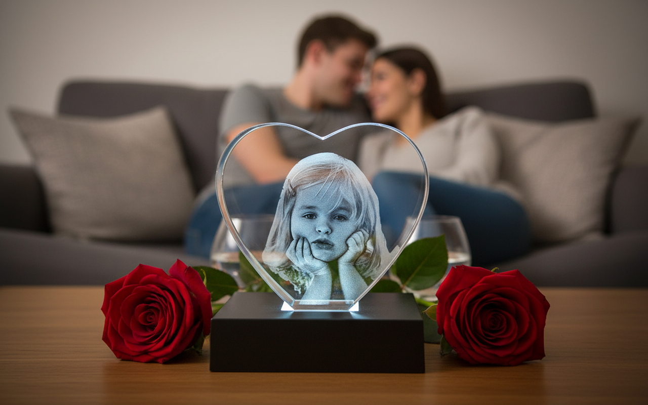 Krystall Hjerte 8 cm Julegave