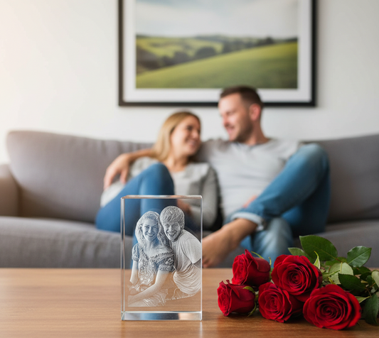 Krystall  12x8x8cm med ditt bilde.