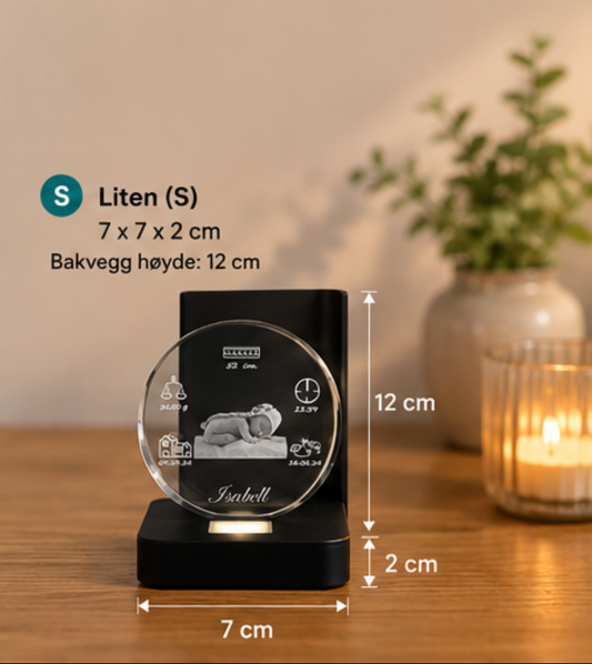 LED-lysbase S med sort bakvegg 7x7x12 cm
