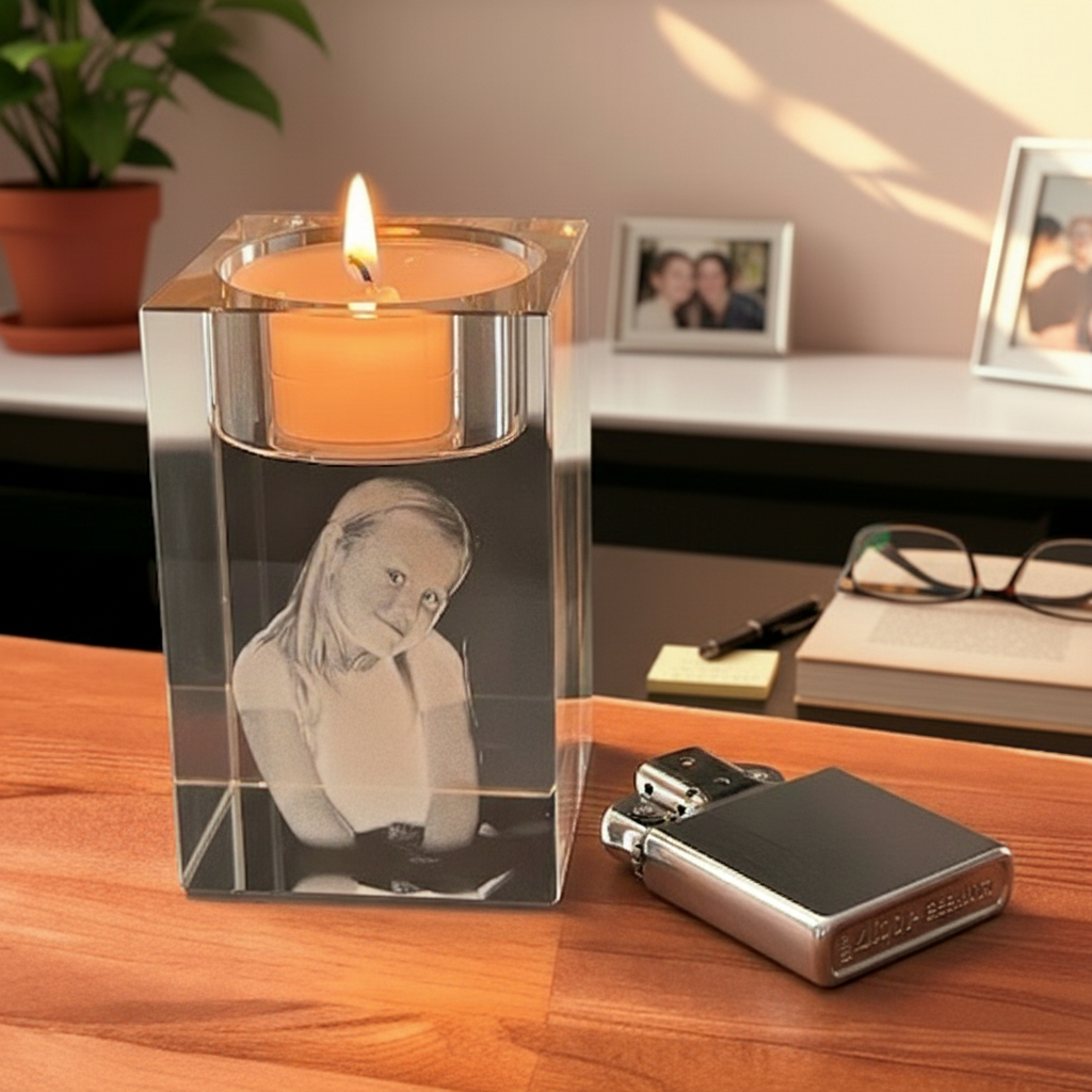 Telysholder i krystall 8 cm