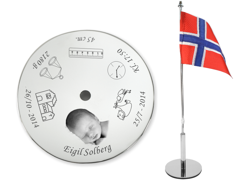 Bordflagg med gravering