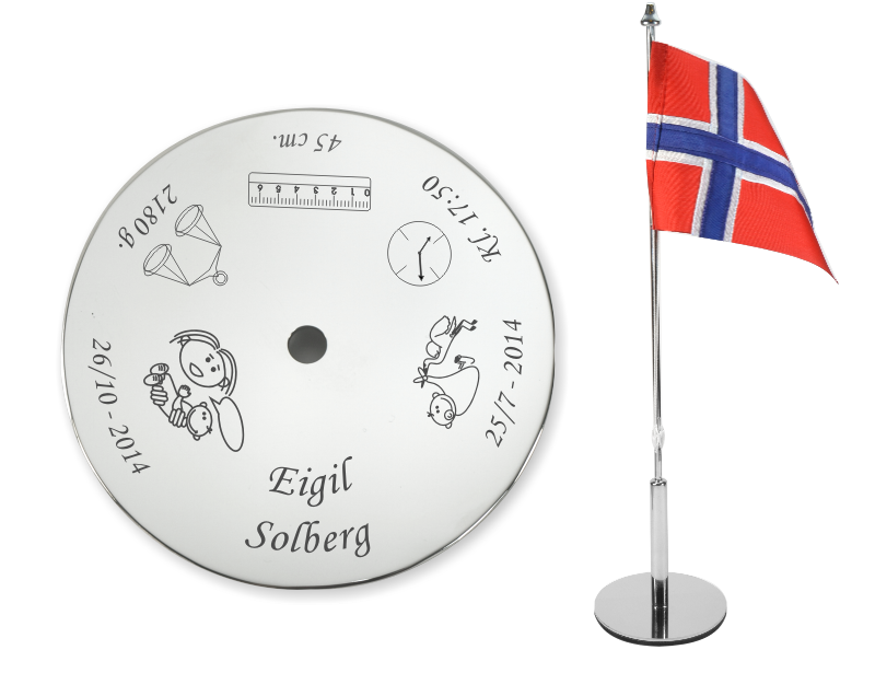 Dåpsflagg med gravering