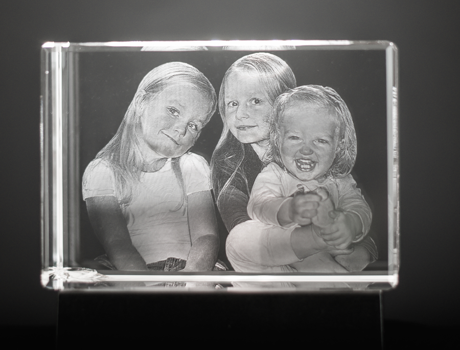 Rektangulær krystallkube 11 x 7,5 x 6,5 cm med ditt bilde